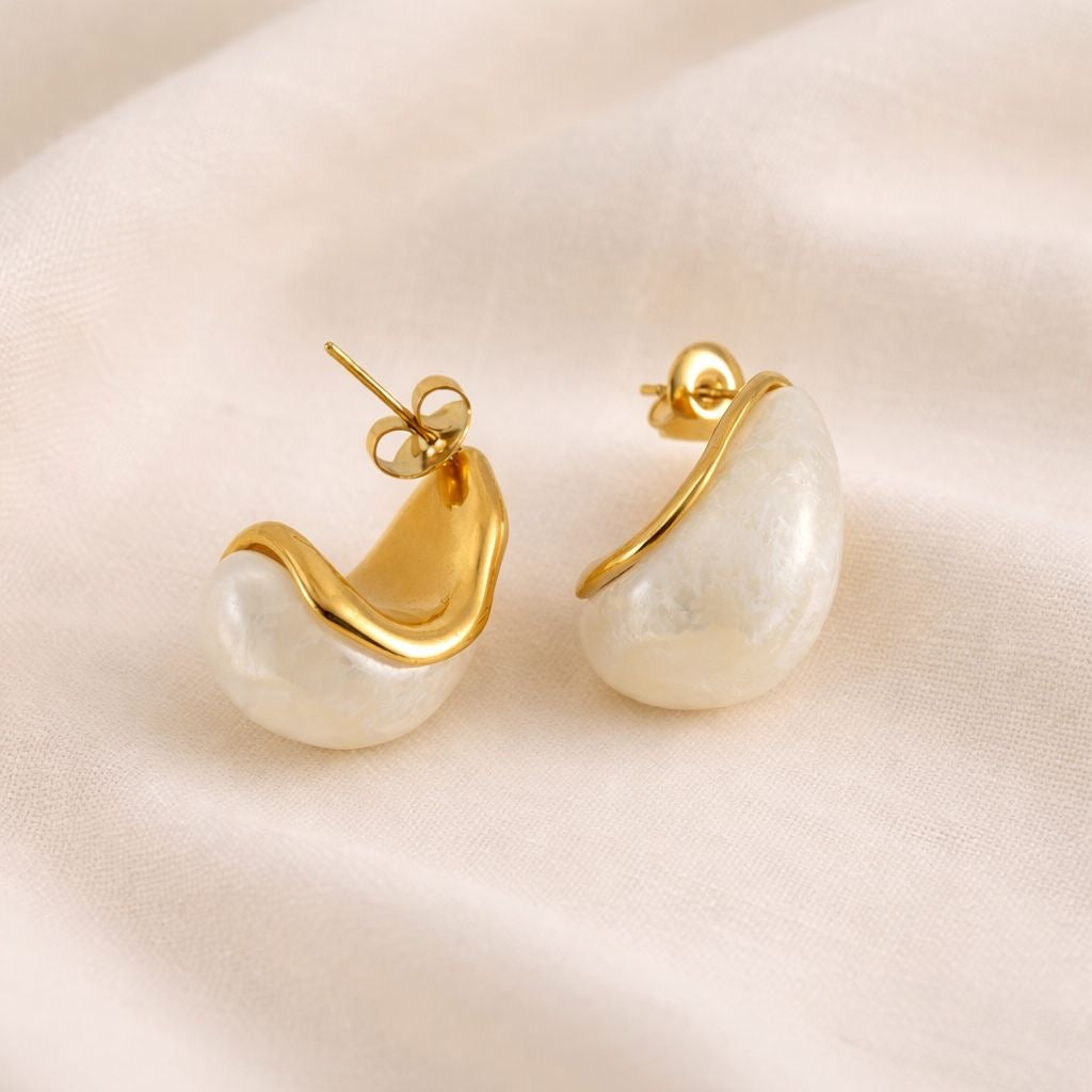 Aretes gota perlada